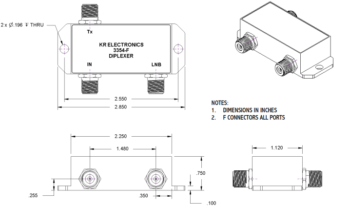 3354-F雙工濾波器KR Electronics 3354-F雙工濾波器KR Electronics