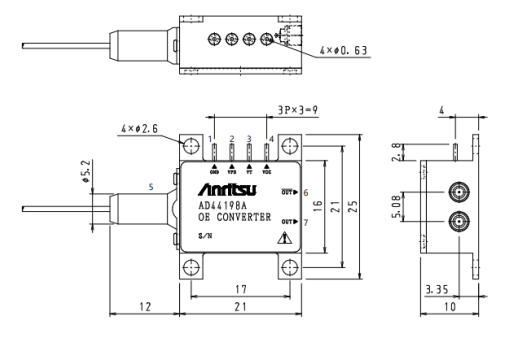 AD44198A光接收器尺寸圖 AD44198A光接收器尺寸圖